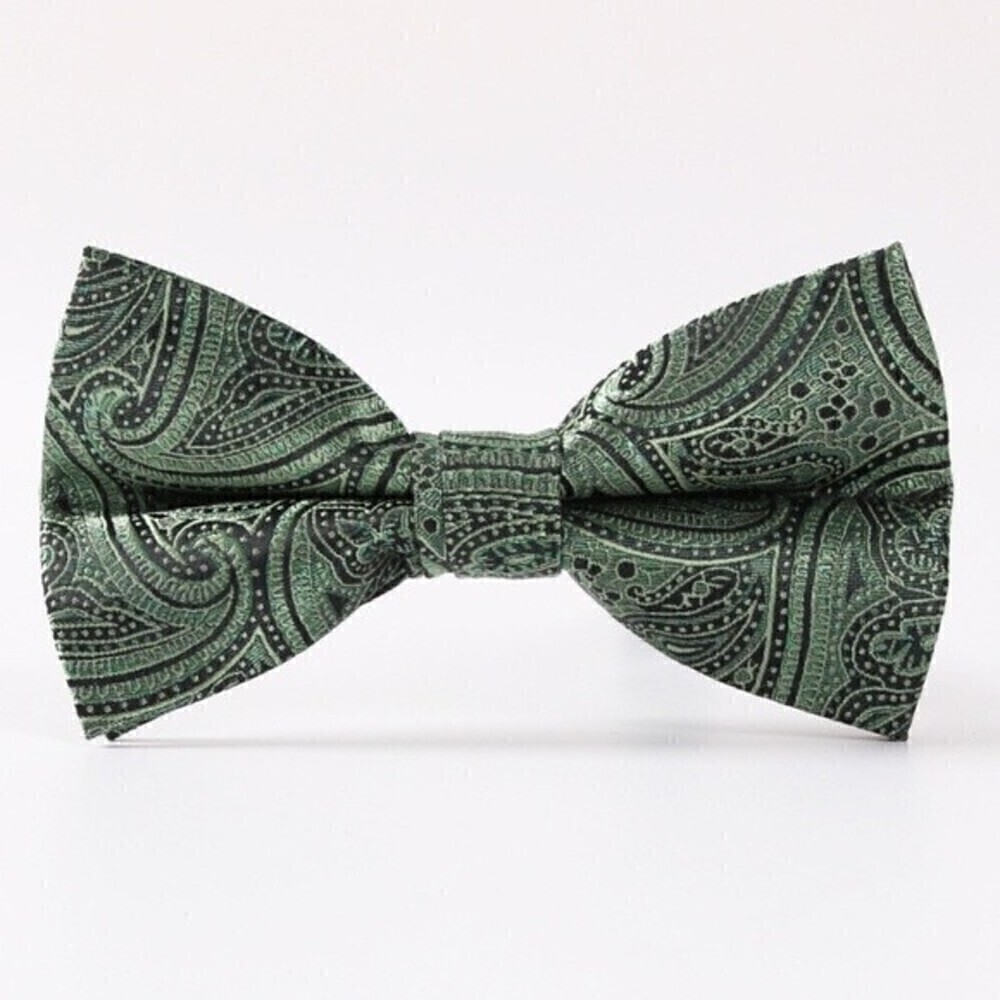 Bow Tie Light Green Paisley Adjustable